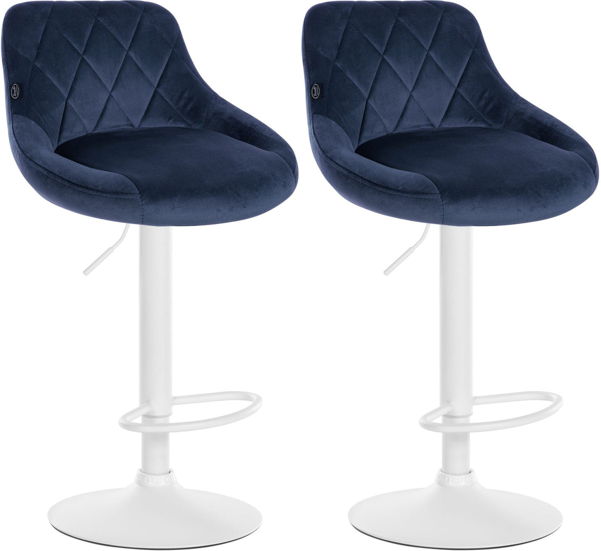 Set van 2 Barkrukken Lazio Fluweel blauw,wit blau