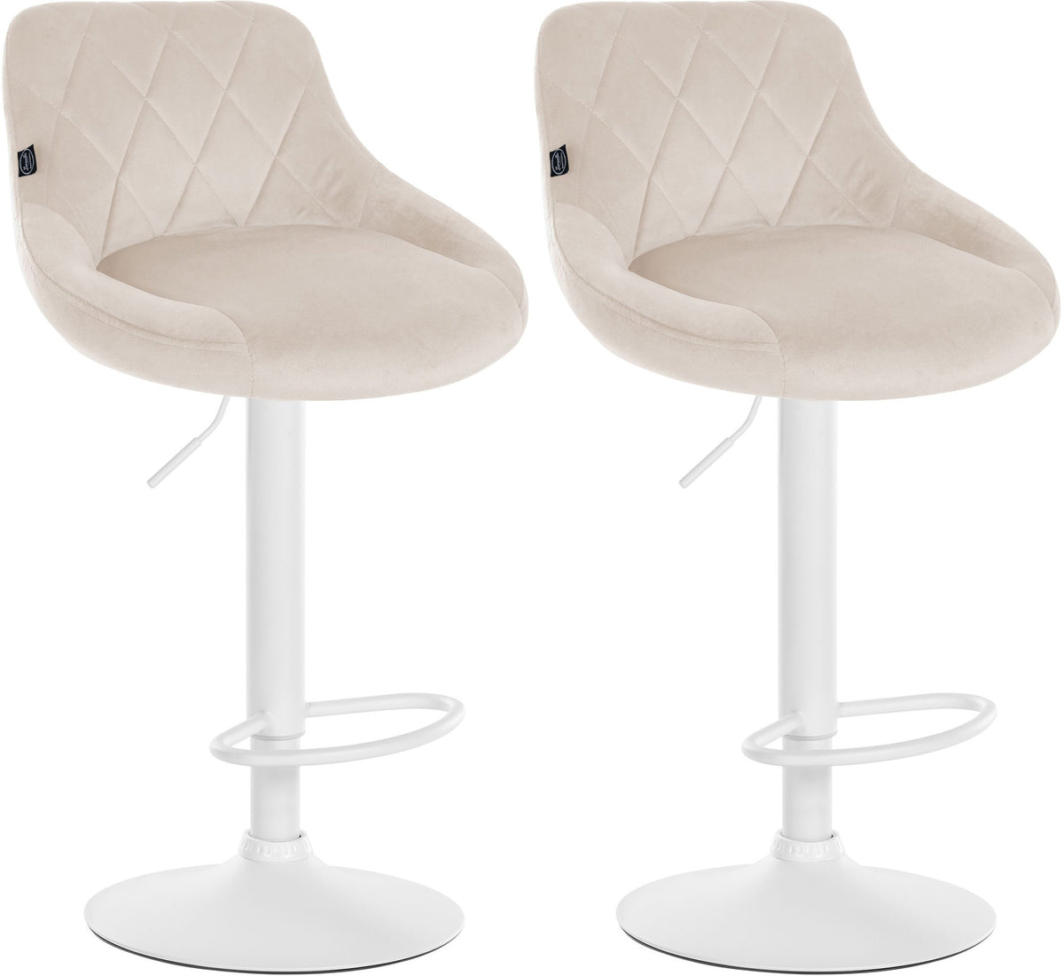 Set van 2 Barkrukken Lazio Fluweel creme,wit creme