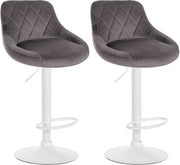 Set van 2 Barkrukken Lazio Fluweel grijs,wit grau