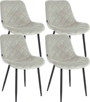 Set van 4 eetkamerstoelen Springs Fluweel creme creme