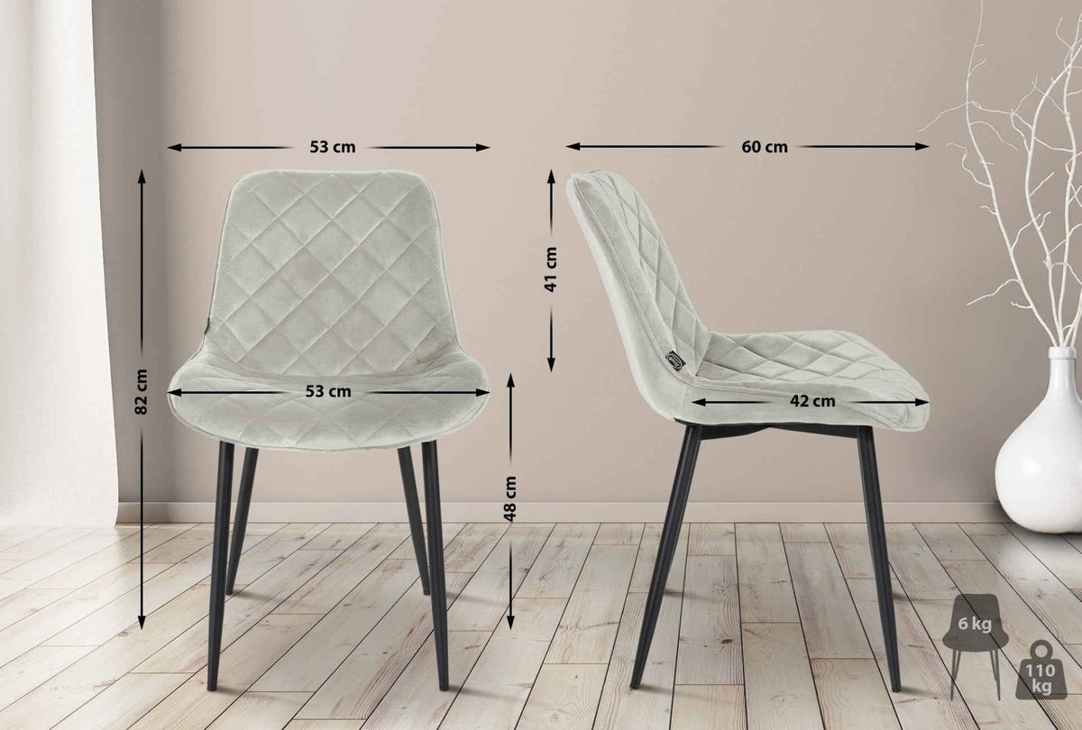 Set van 4 eetkamerstoelen Springs Fluweel creme creme