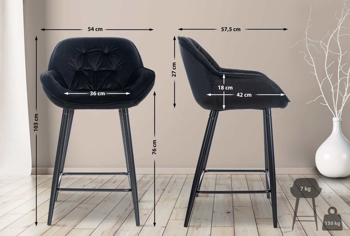 Set van 2 barkrukken Gibson fluweel zwart schwarz
