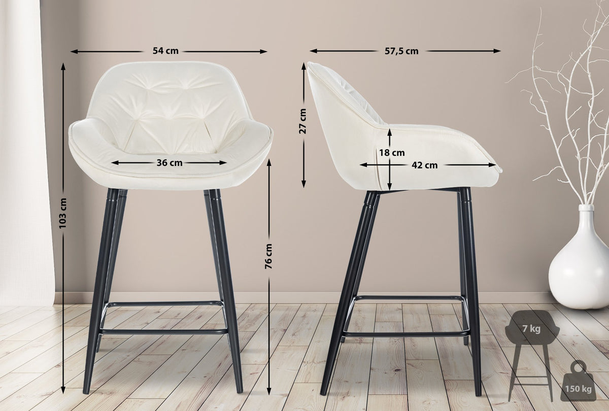 Set van 2 barkrukken Gibson fluweel creme creme