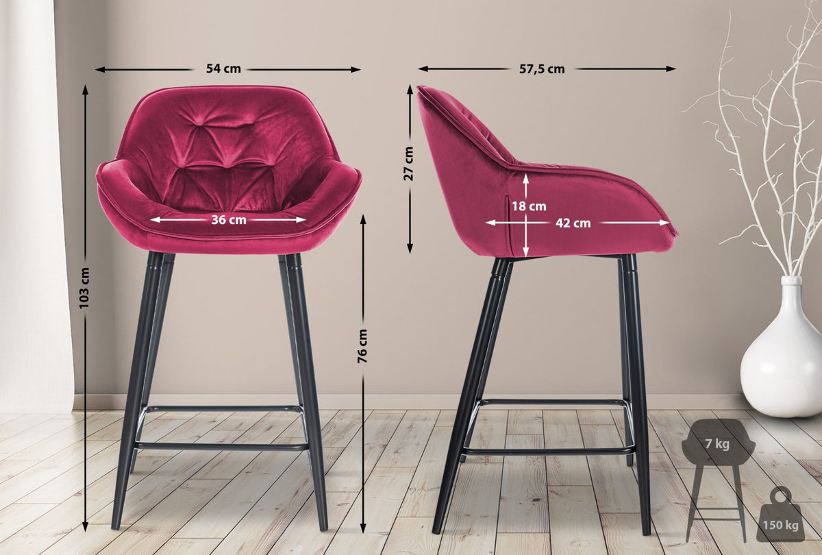Set van 2 barkrukken Gibson fluweel purper lila