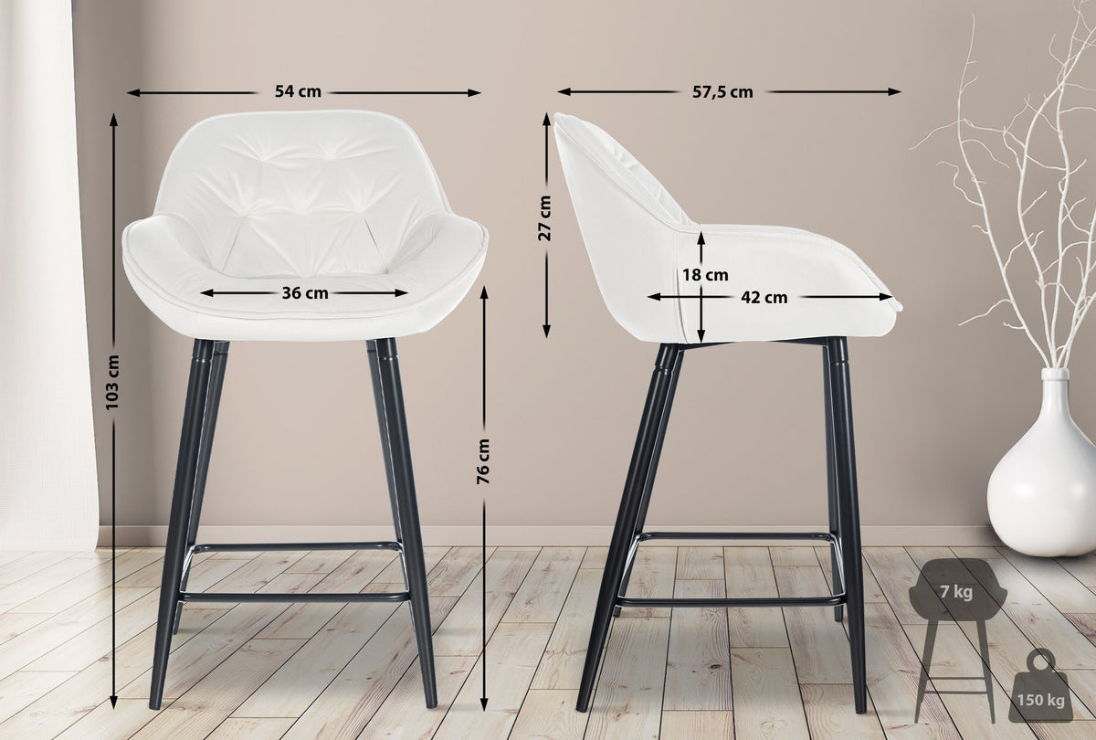Set van 2 barkrukken Gibson fluweel cremewit cremeweiß