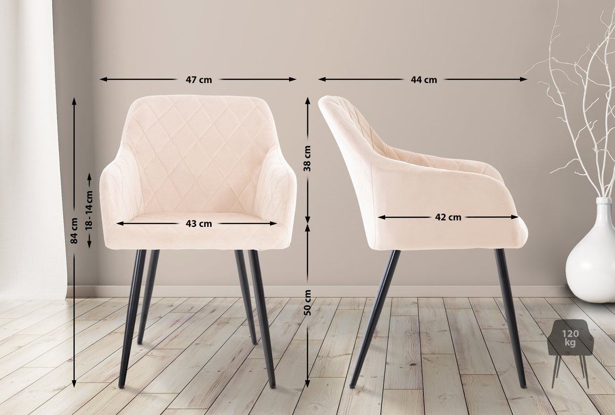 Eetkamerstoel Shila Fluweel,beige beige