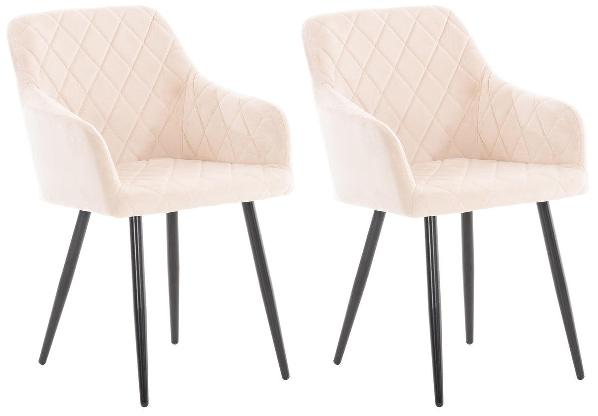 Set van 2 eetkamerstoelen Shila beige,Fluweel beige
