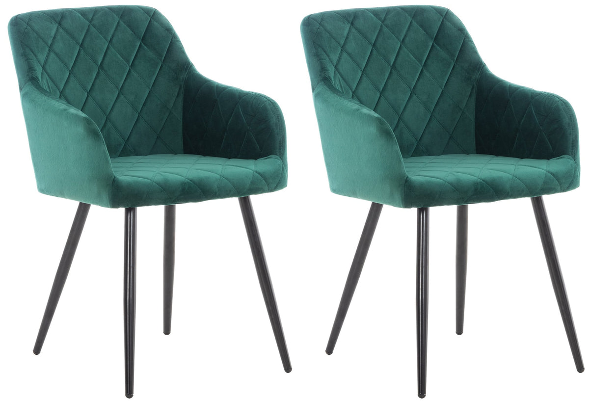 Set van 2 eetkamerstoelen Shila groen,Fluweel grün