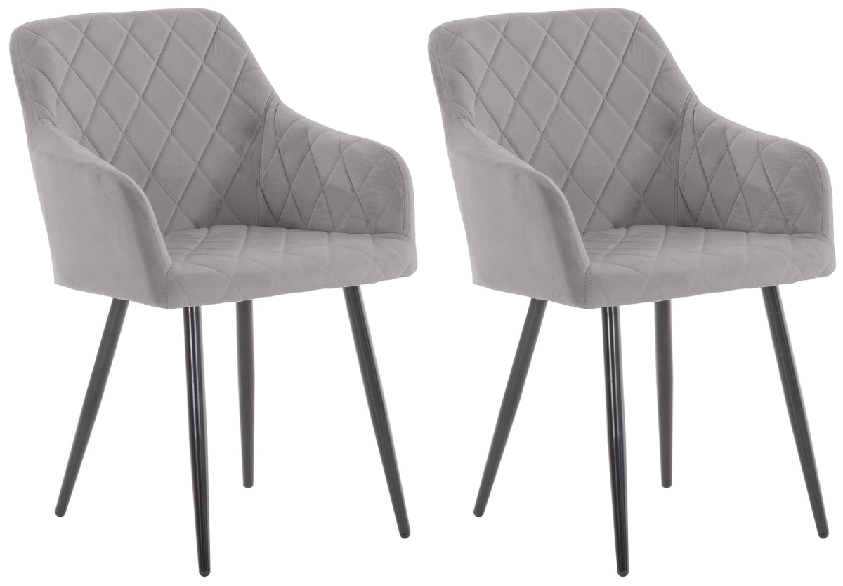 Set van 2 eetkamerstoelen Shila grijs,Fluweel grau