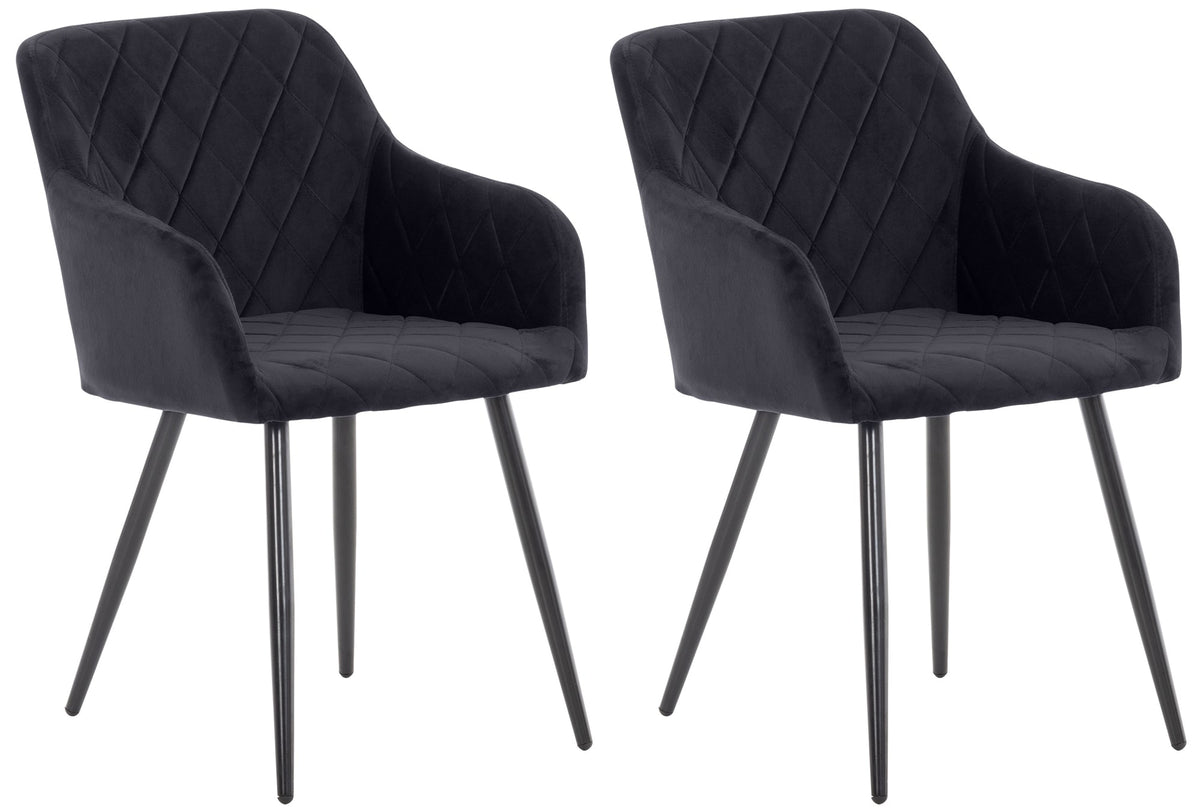 Set van 2 eetkamerstoelen Shila zwart,Fluweel schwarz