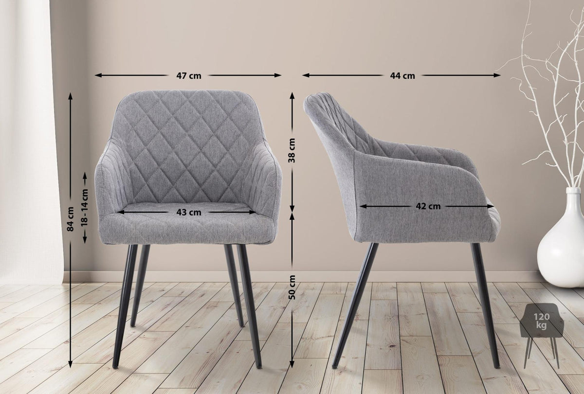 Set van 2 eetkamerstoelen Shila grijs,Stof grau