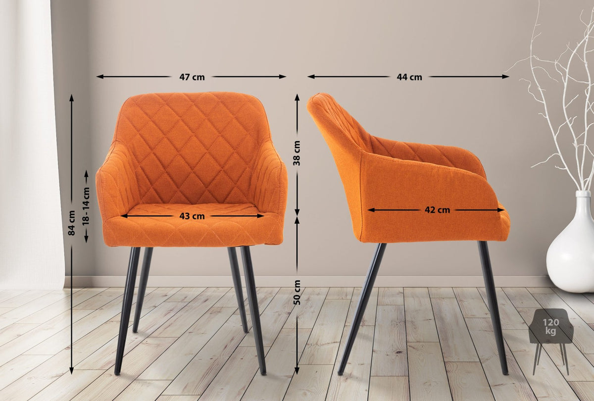 Set van 2 eetkamerstoelen Shila oranje,Stof orange