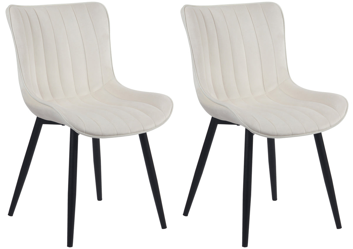 Set van 2 eetkamerstoelen Largo creme,Fluweel creme