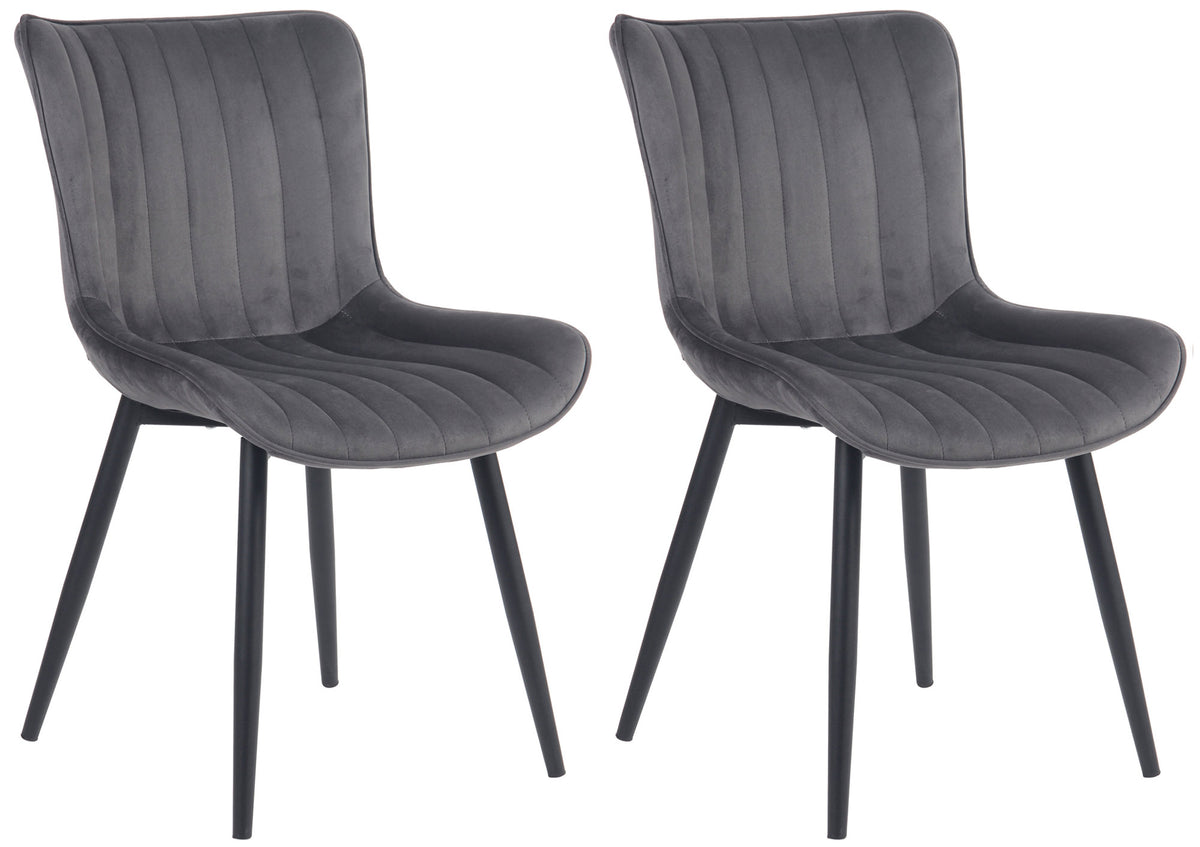 Set van 2 eetkamerstoelen Largo donkergrijs,Fluweel dunkelgrau