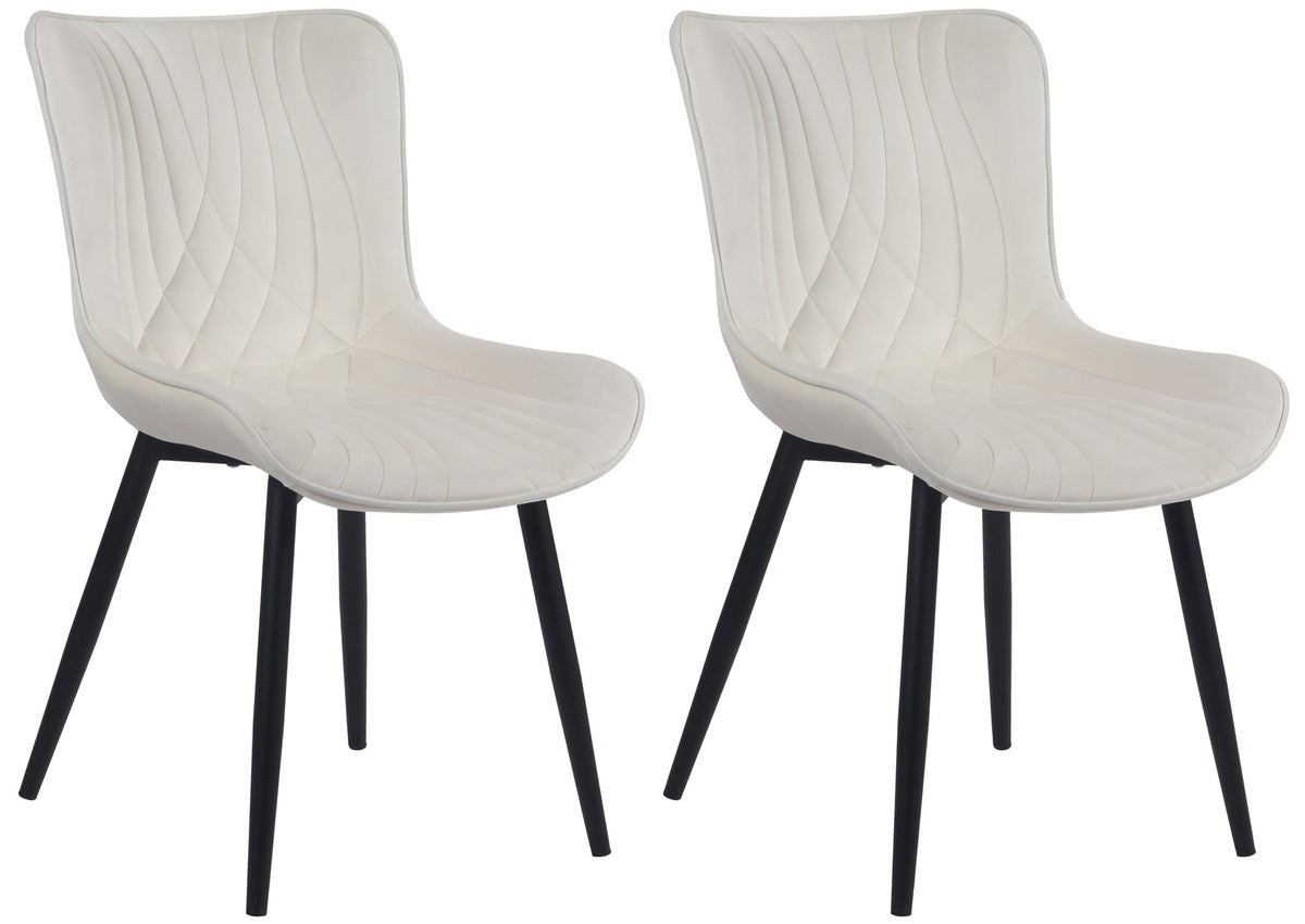 Set van 2 eetkamerstoelen Brady creme,Fluweel creme