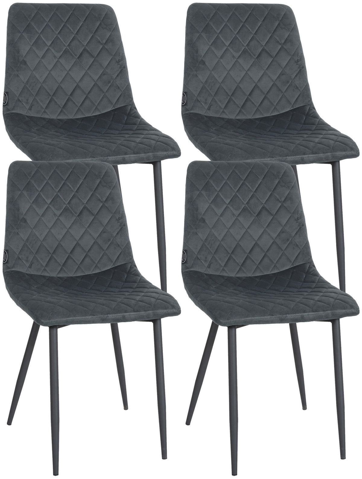 Set van 4 stoelen Telde Fluweel donkergrijs dunkelgrau