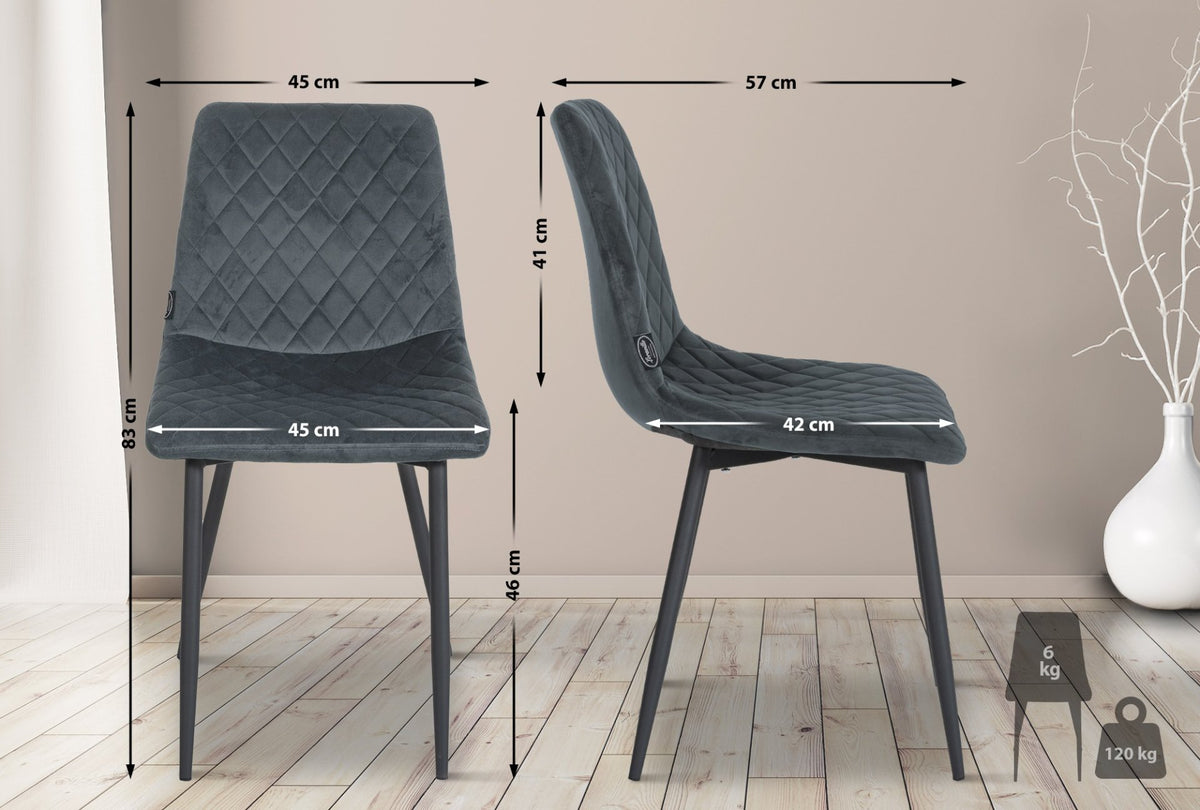 Set van 4 stoelen Telde Fluweel donkergrijs dunkelgrau