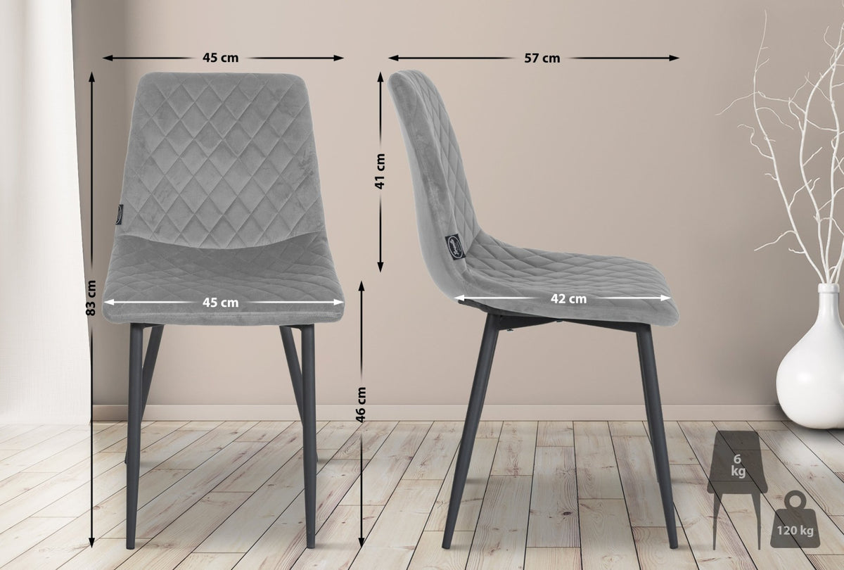 Set van 4 stoelen Telde Fluweel grijs grau
