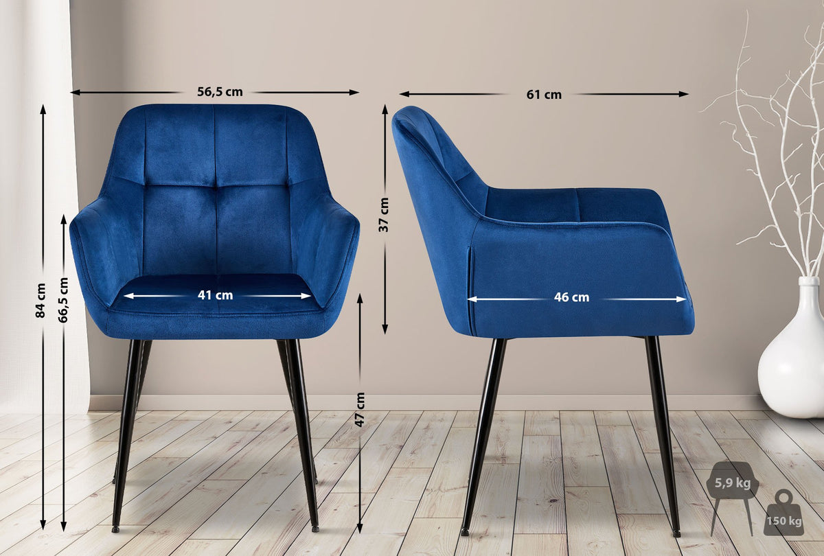 Eetkamerstoel Emia Fluweel,blauw blau