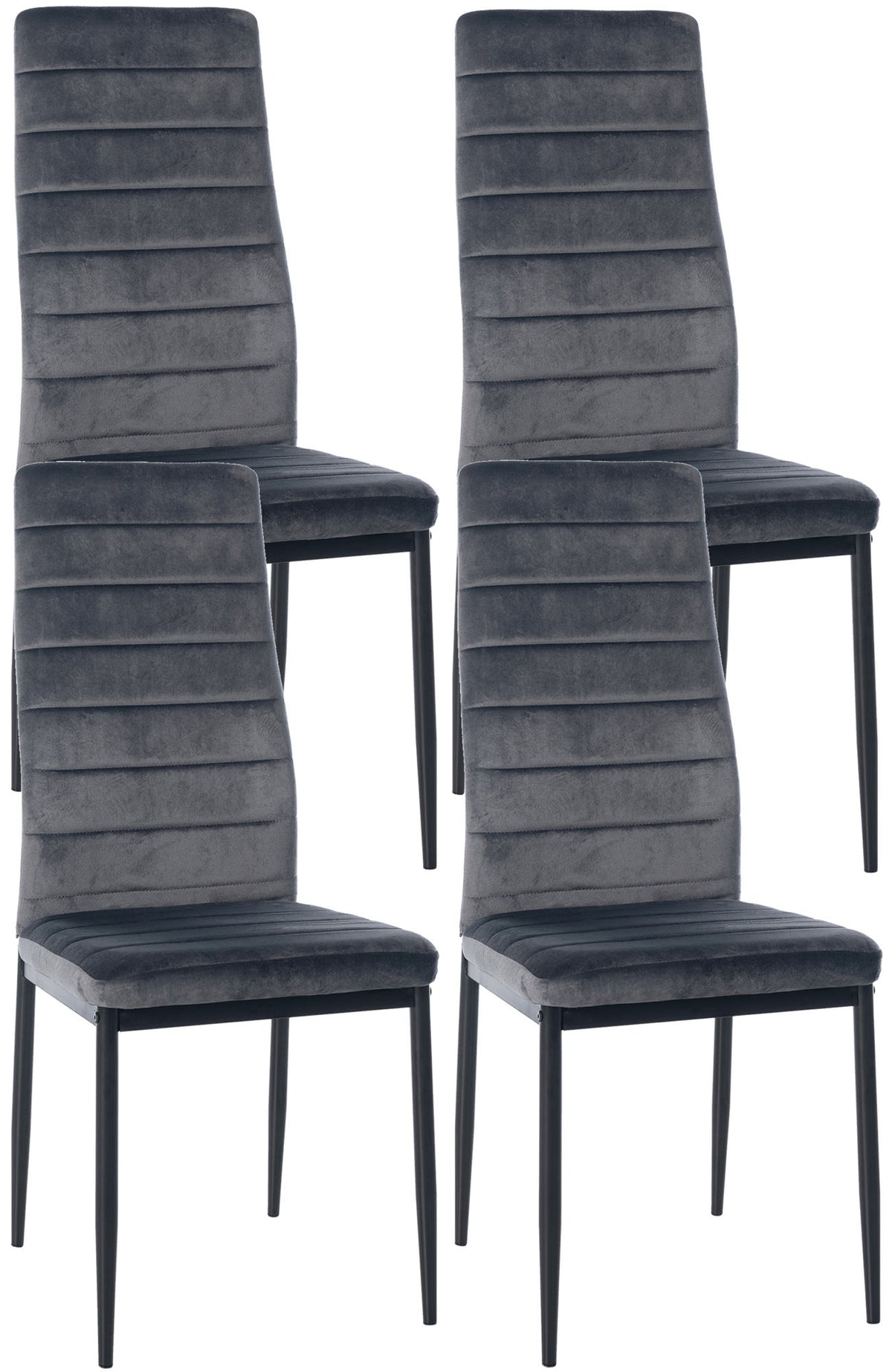 Set van 4 eetkamerstoelen Mayfair grijs,Fluweel grau