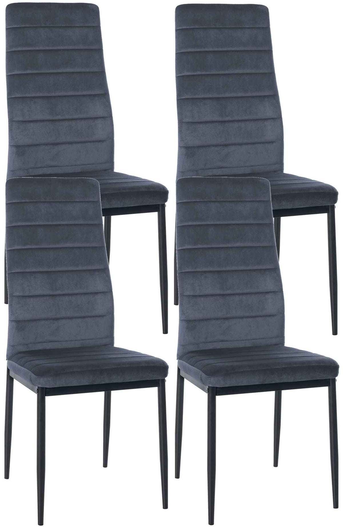 Set van 4 eetkamerstoelen Mayfair licht grijs,Fluweel hellgrau