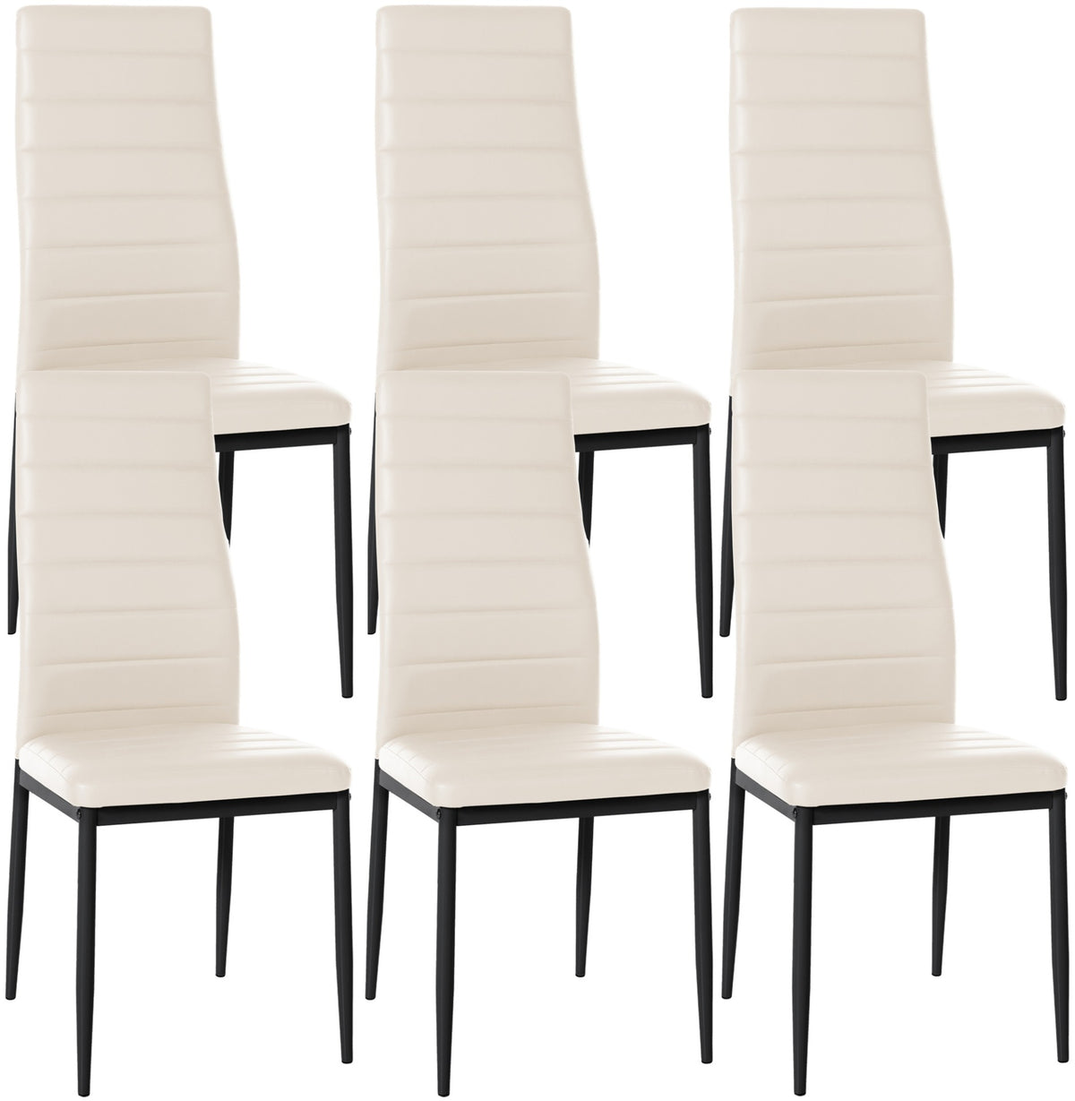 Set van 6 eetkamerstoelen Mayfair creme,Kunstleer creme
