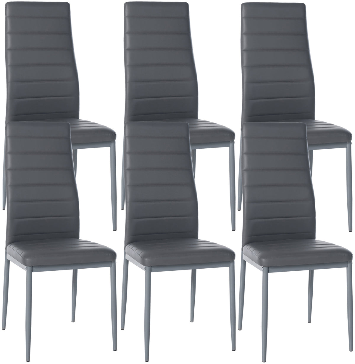 Set van 6 eetkamerstoelen Mayfair grijs,Kunstleer grau