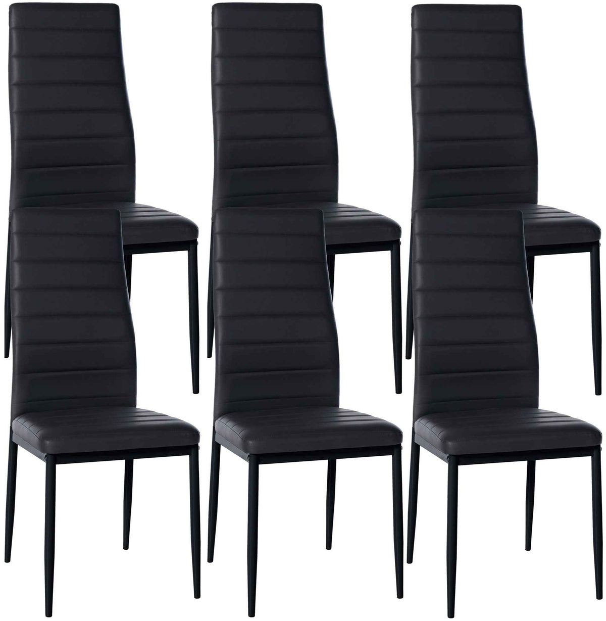Set van 6 eetkamerstoelen Mayfair zwart,Kunstleer schwarz