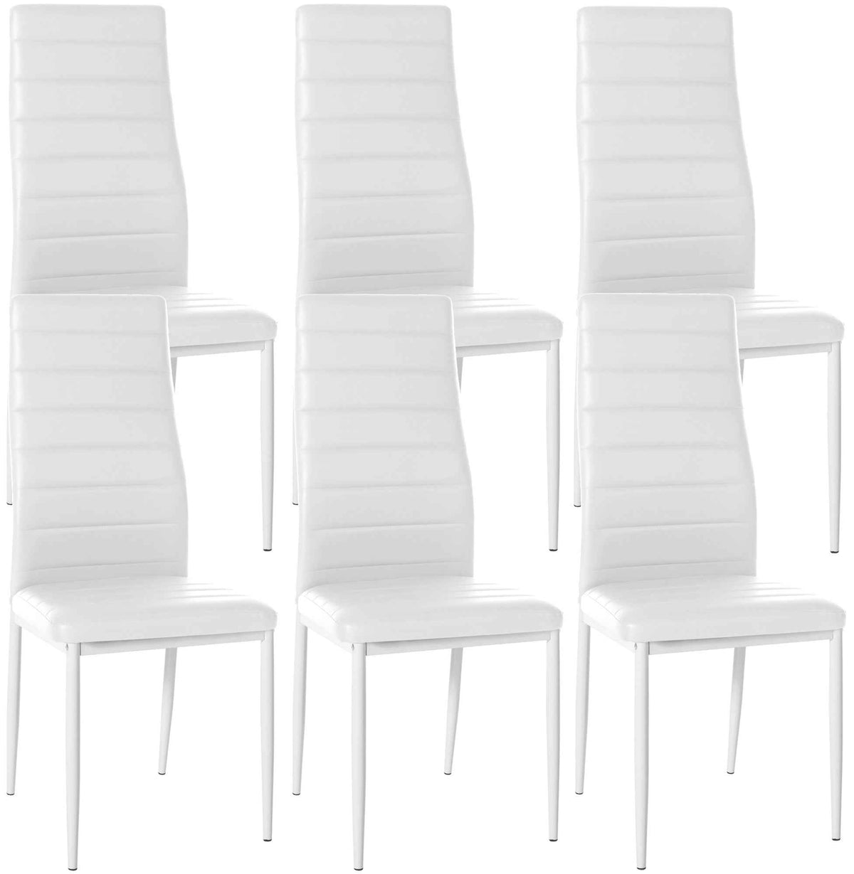 Set van 6 eetkamerstoelen Mayfair wit,Kunstleer weiß