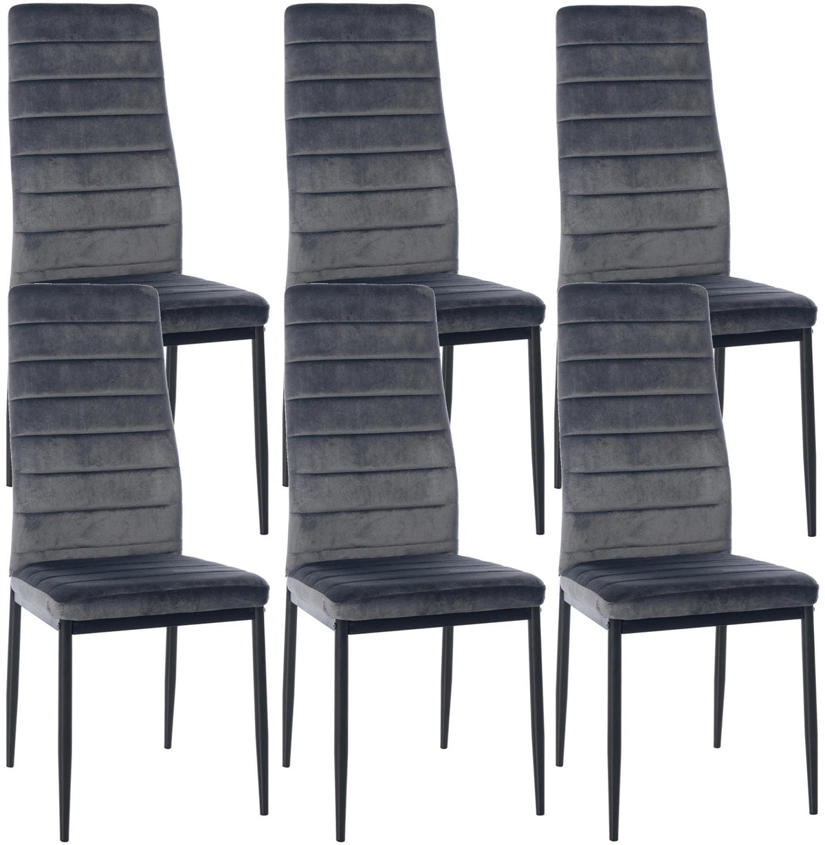 Set van 6 eetkamerstoelen Mayfair grijs,Fluweel grau