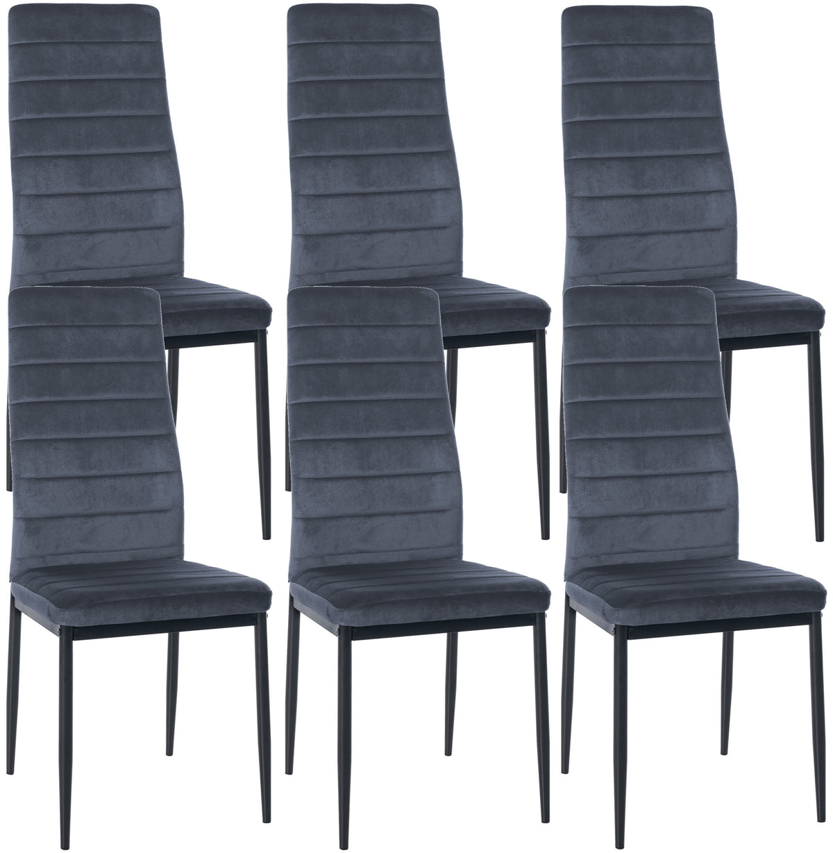 Set van 6 eetkamerstoelen Mayfair licht grijs,Fluweel hellgrau