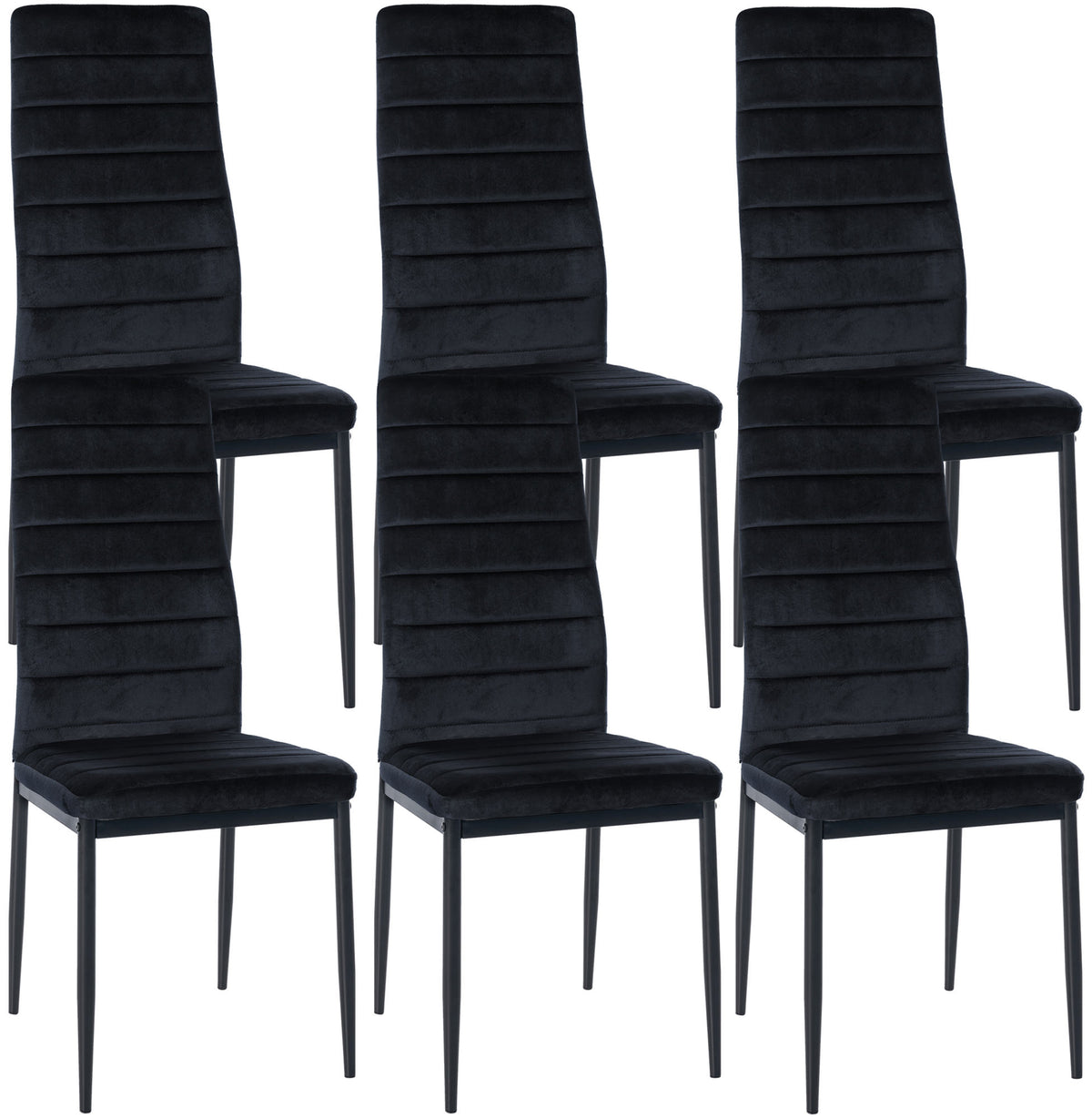 Set van 6 eetkamerstoelen Mayfair zwart,Fluweel schwarz