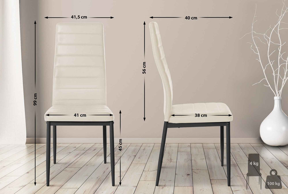 Set van 4 eetkamerstoelen Mayfair creme,Kunstleer creme