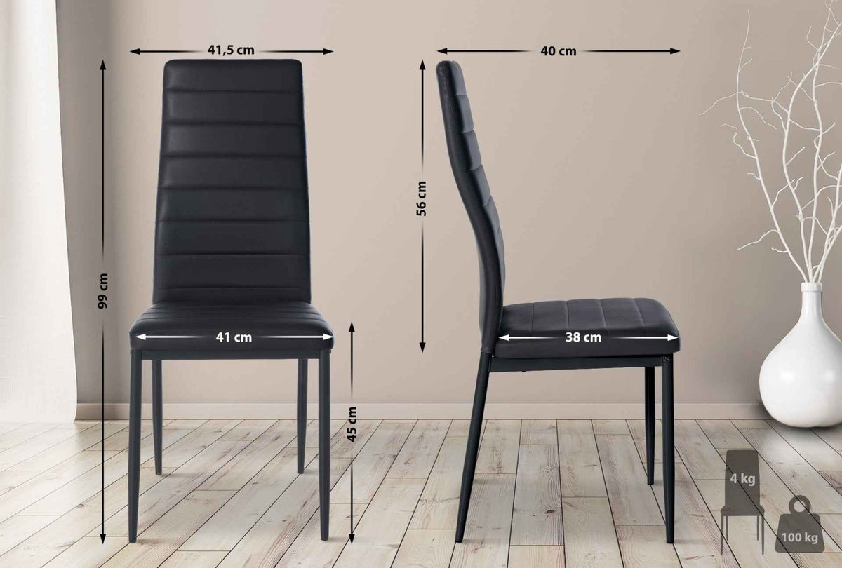 Set van 6 eetkamerstoelen Mayfair zwart,Kunstleer schwarz