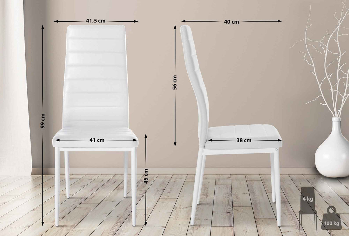 Set van 6 eetkamerstoelen Mayfair wit,Kunstleer weiß