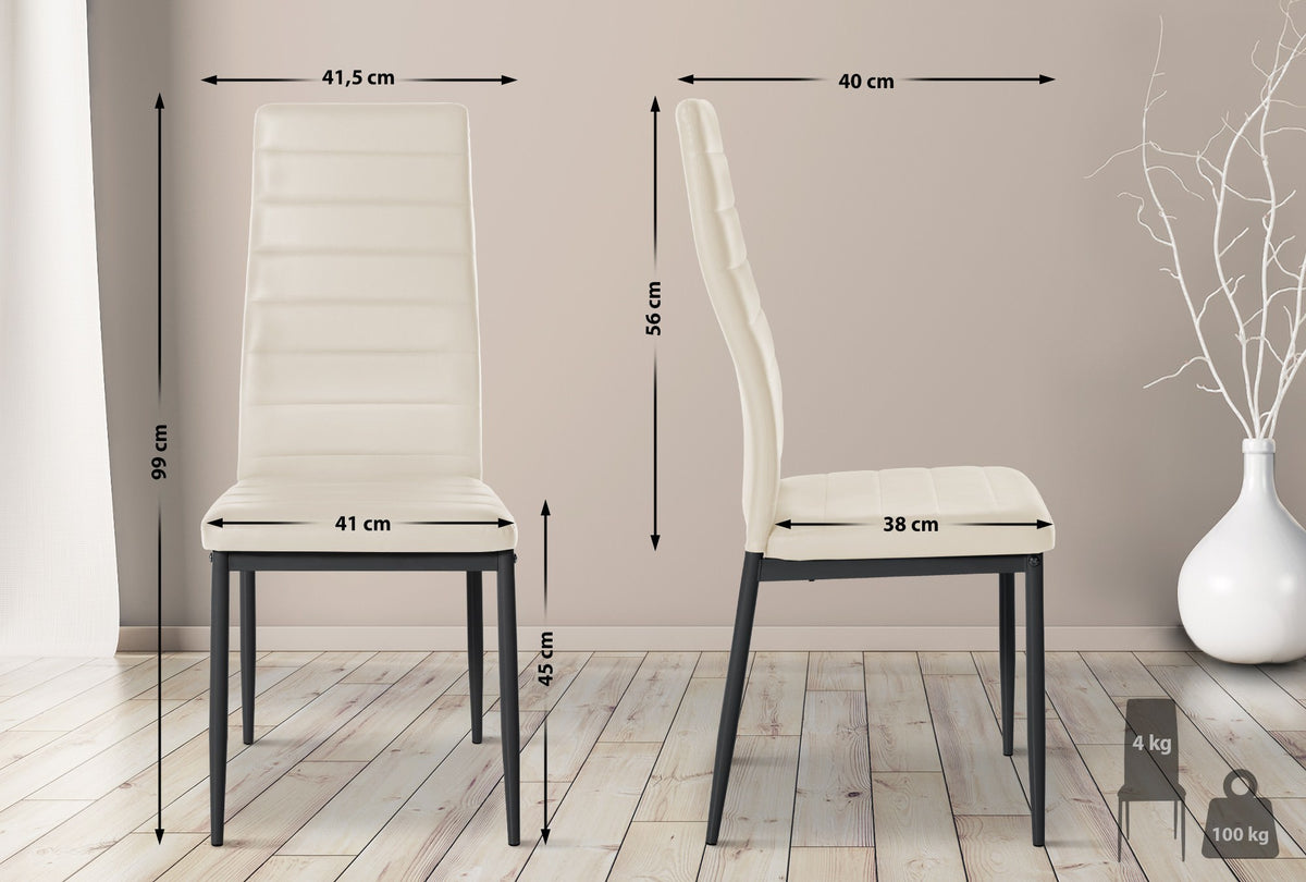 Set van 6 eetkamerstoelen Mayfair creme,Kunstleer creme