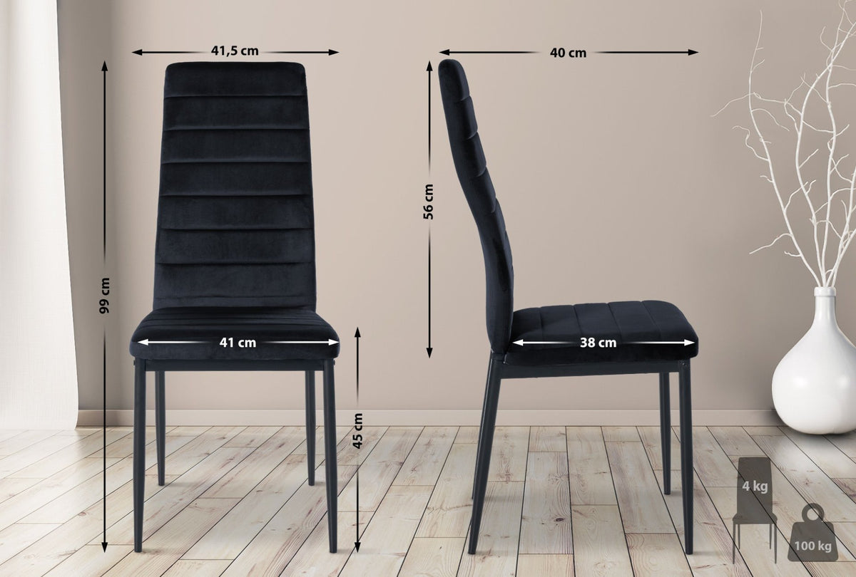Set van 6 eetkamerstoelen Mayfair zwart,Fluweel schwarz