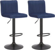 Set van 2 Barkrukken Jamie Fluweel blauw blau