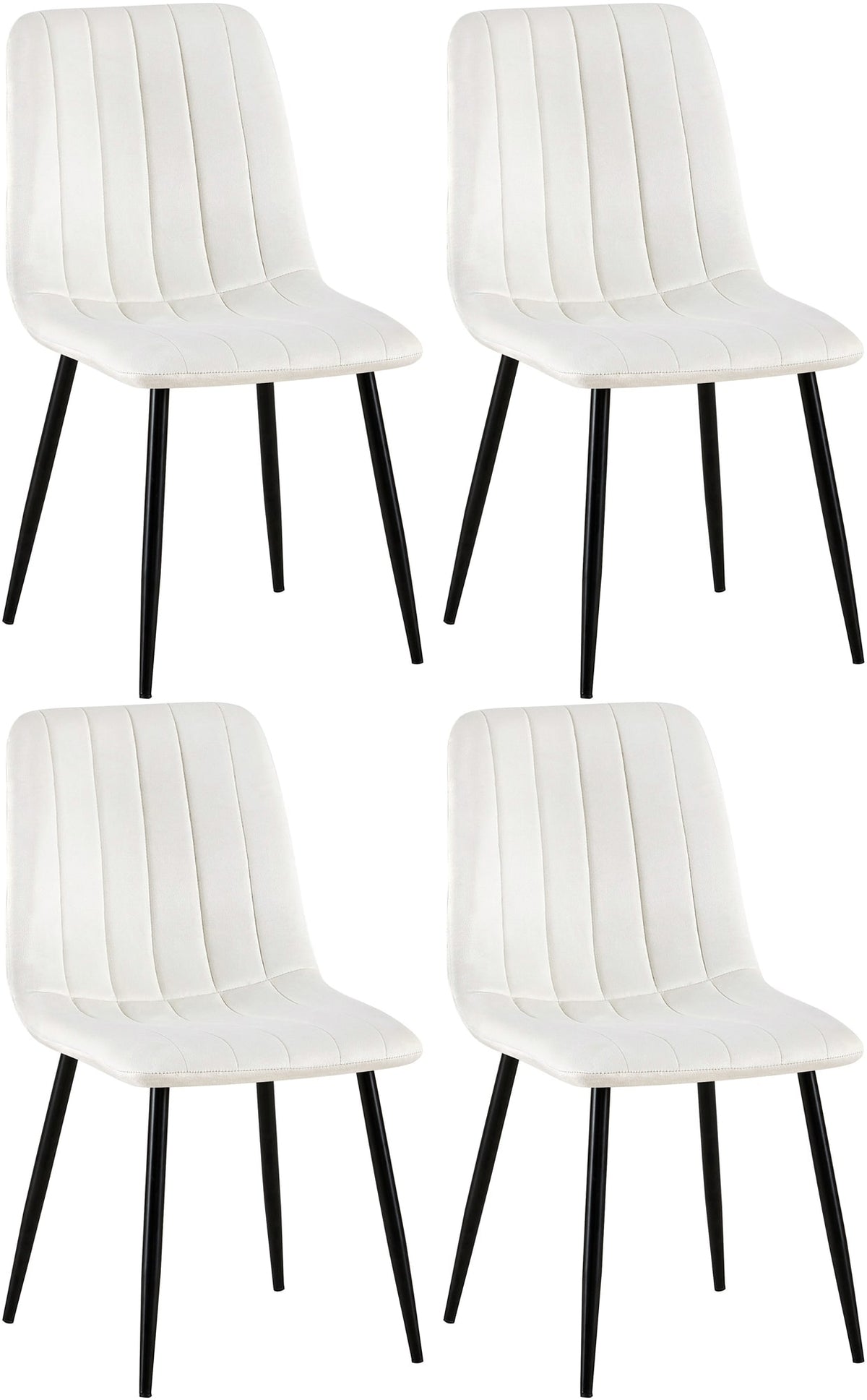 Set van 4 Dijon Eetkamerstoelen cremewit,Fluweel cremeweiß