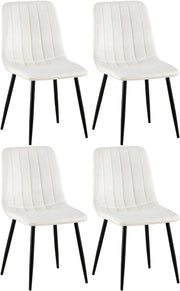 Set van 4 Dijon Eetkamerstoelen cremewit,Fluweel cremeweiß