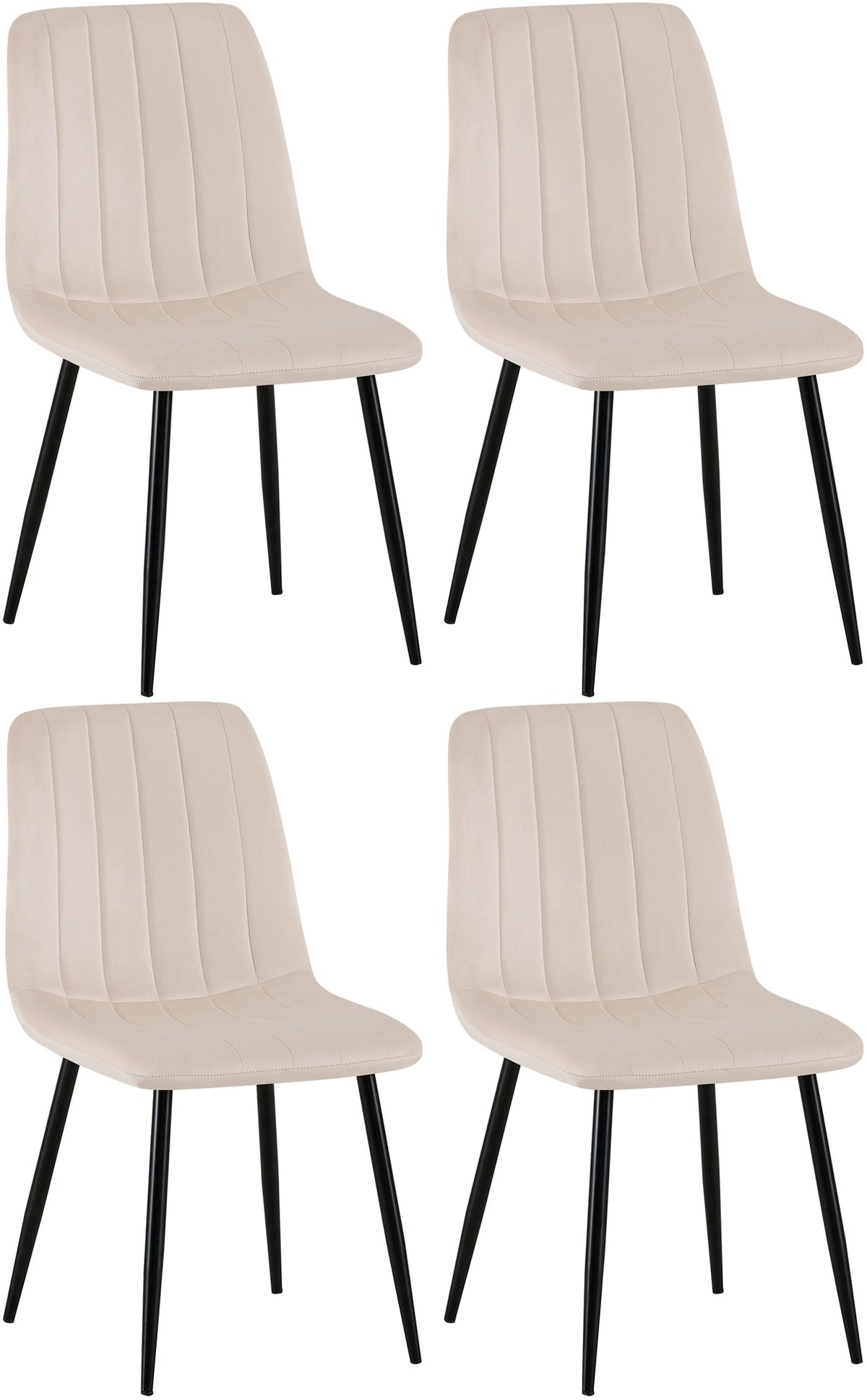 Set van 4 Dijon Eetkamerstoelen creme,Fluweel creme