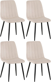 Set van 4 Dijon Eetkamerstoelen creme,Fluweel creme