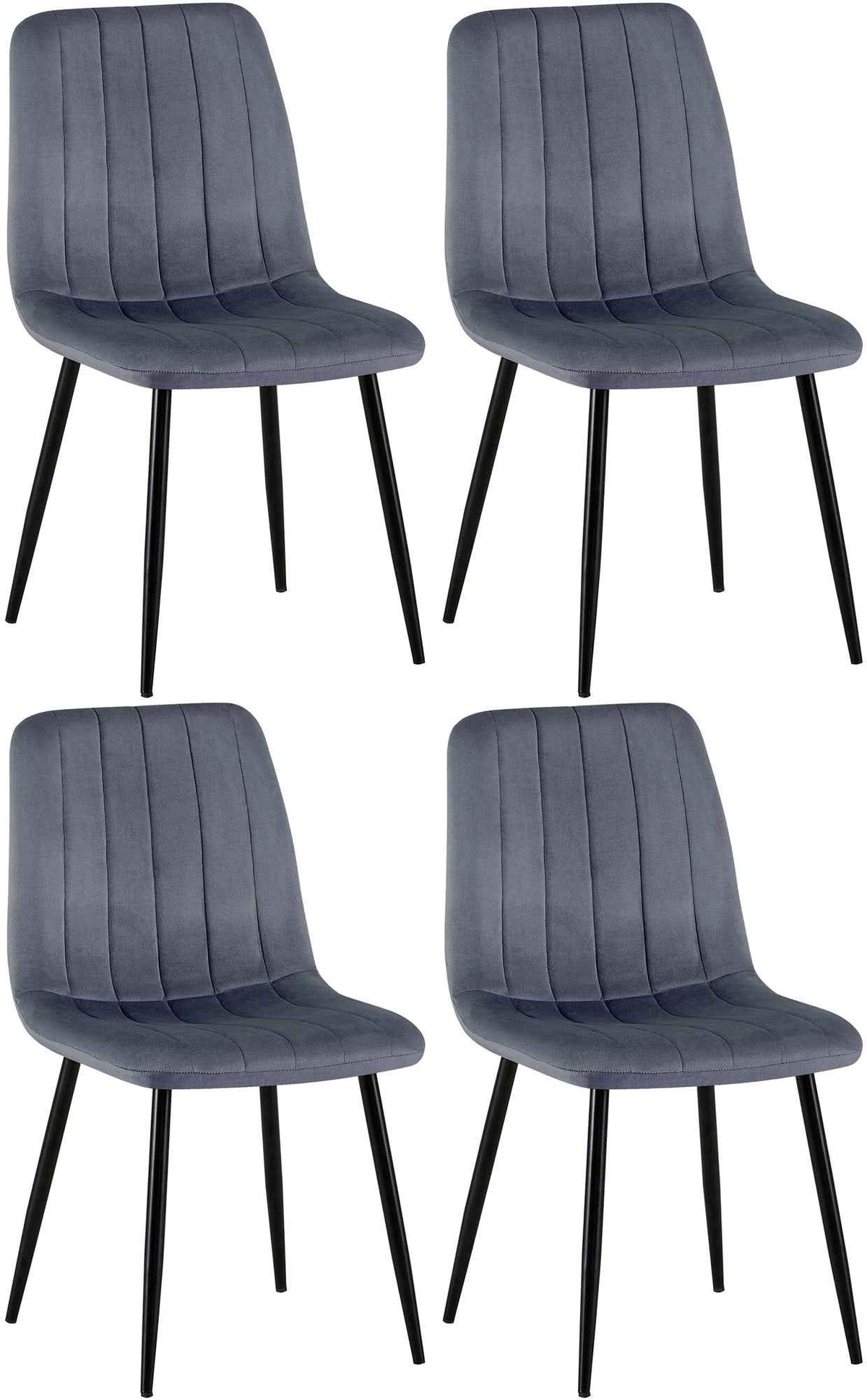 Set van 4 Dijon Eetkamerstoelen donkergrijs,Fluweel dunkelgrau