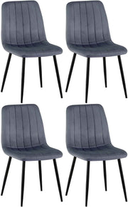 Set van 4 Dijon Eetkamerstoelen donkergrijs,Fluweel dunkelgrau
