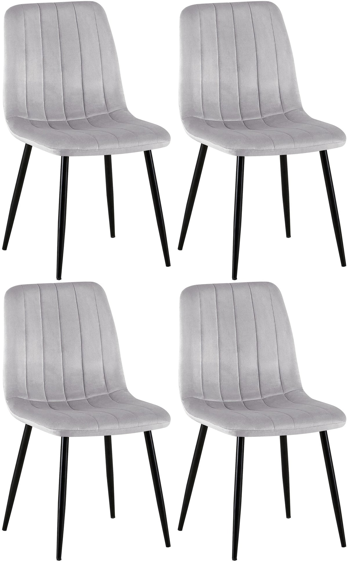 Set van 4 Dijon Eetkamerstoelen grijs,Fluweel grau