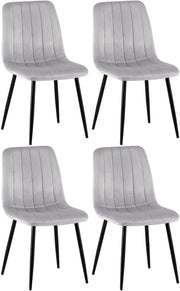 Set van 4 Dijon Eetkamerstoelen grijs,Fluweel grau