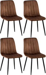 Set van 4 Dijon Eetkamerstoelen bruin,Fluweel braun