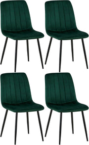 Set van 4 Dijon Eetkamerstoelen groen,Fluweel grün