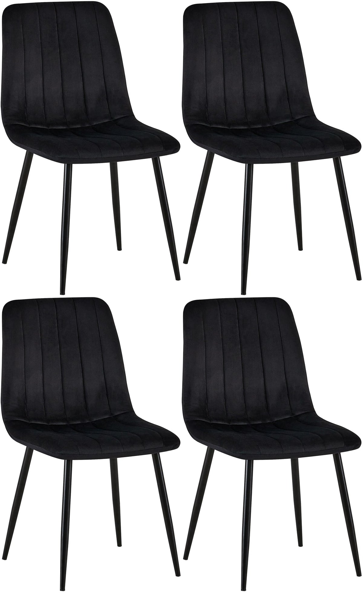 Set van 4 Dijon Eetkamerstoelen zwart,Fluweel schwarz