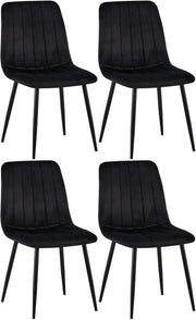 Set van 4 Dijon Eetkamerstoelen zwart,Fluweel schwarz